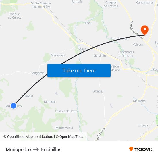 Muñopedro to Encinillas map