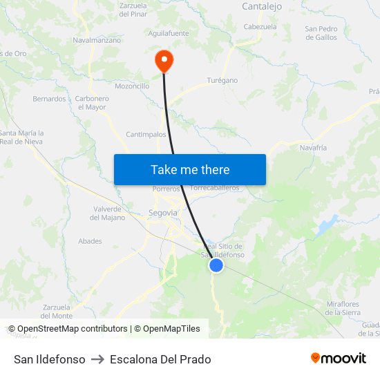 San Ildefonso to Escalona Del Prado map