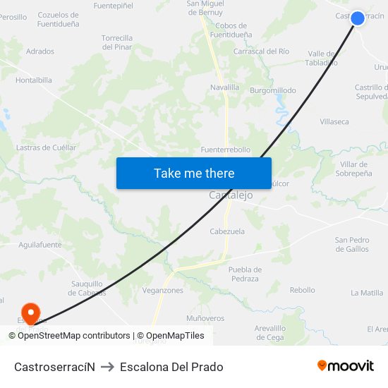 Castroserrací­N to Escalona Del Prado map