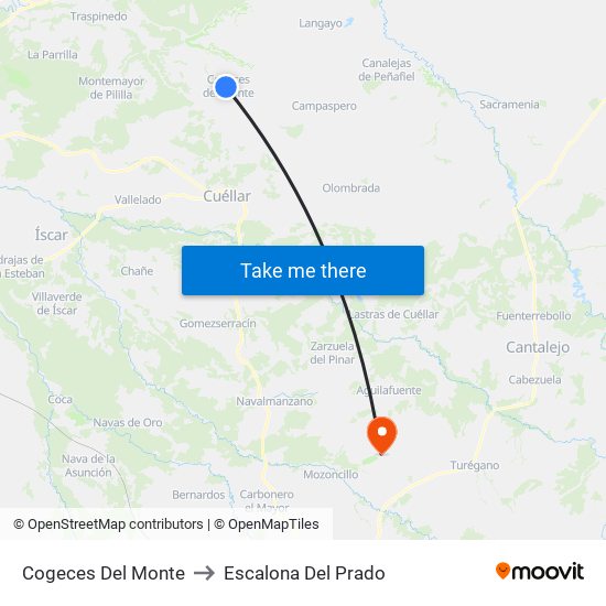 Cogeces Del Monte to Escalona Del Prado map
