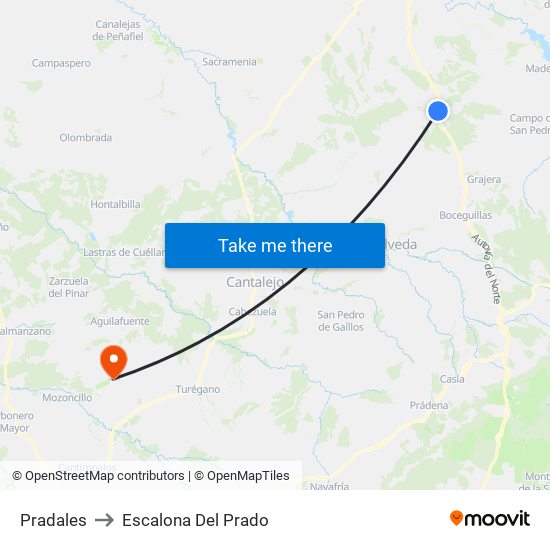 Pradales to Escalona Del Prado map