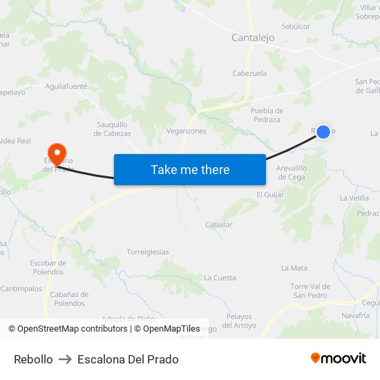 Rebollo to Escalona Del Prado map