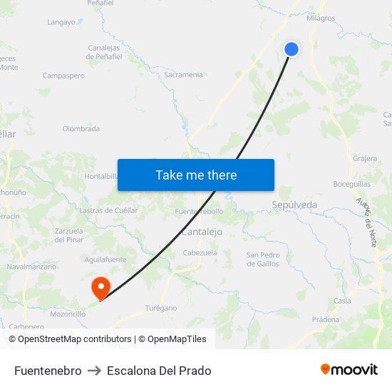 Fuentenebro to Escalona Del Prado map