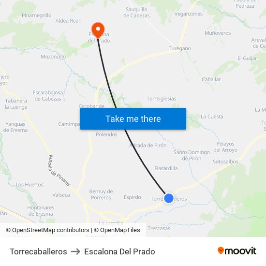 Torrecaballeros to Escalona Del Prado map