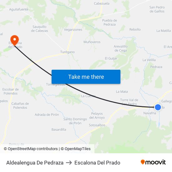 Aldealengua De Pedraza to Escalona Del Prado map