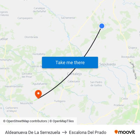 Aldeanueva De La Serrezuela to Escalona Del Prado map