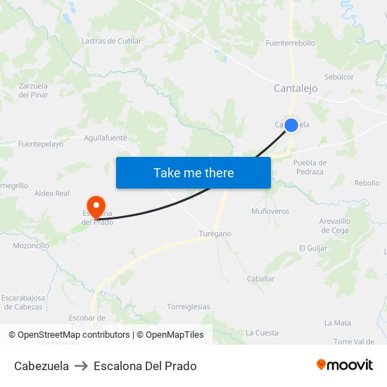 Cabezuela to Escalona Del Prado map