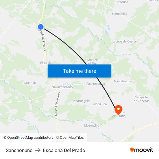 Sanchonuño to Escalona Del Prado map