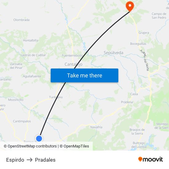 Espirdo to Pradales map