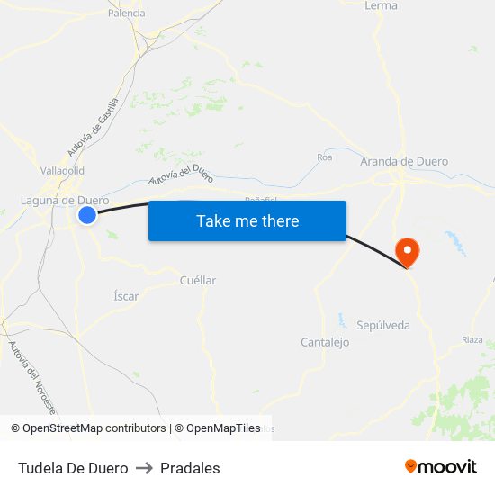 Tudela De Duero to Pradales map