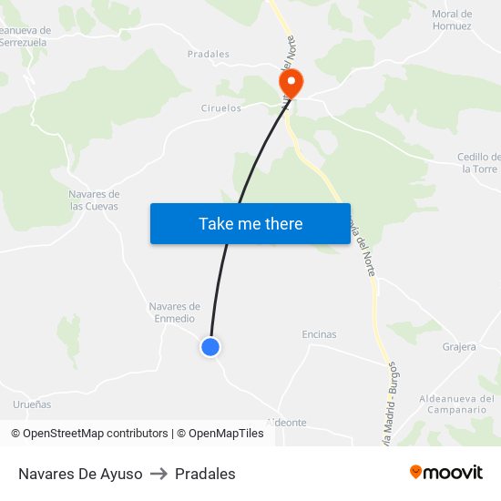Navares De Ayuso to Pradales map