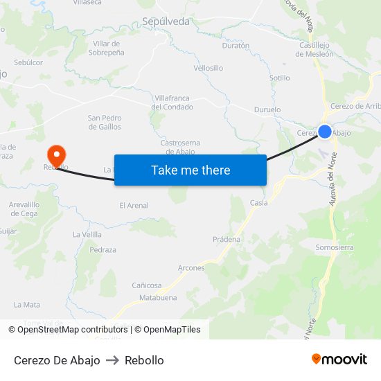 Cerezo De Abajo to Rebollo map