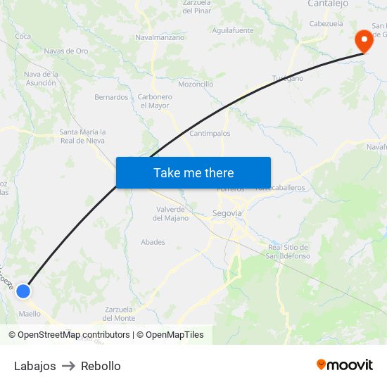 Labajos to Rebollo map