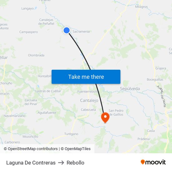 Laguna De Contreras to Rebollo map