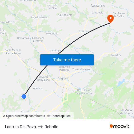 Lastras Del Pozo to Rebollo map