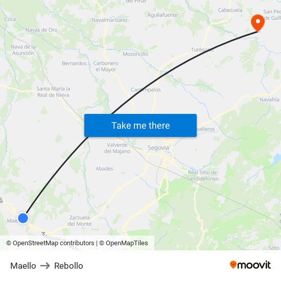 Maello to Rebollo map