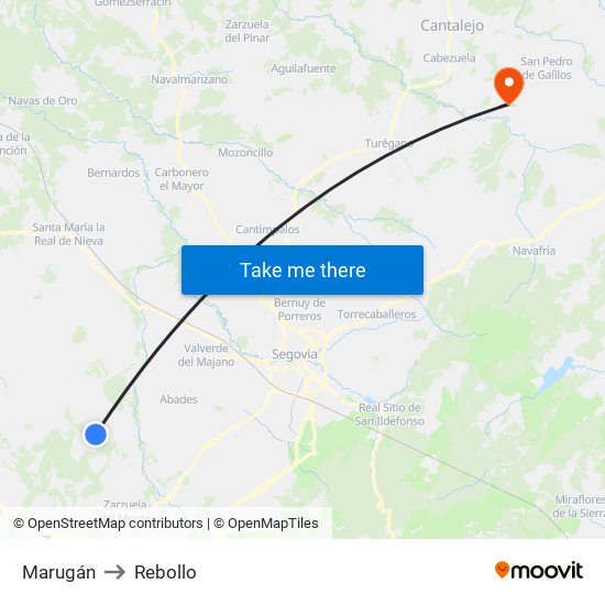 Marugán to Rebollo map