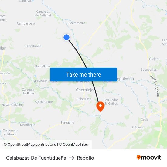 Calabazas De Fuentidueña to Rebollo map