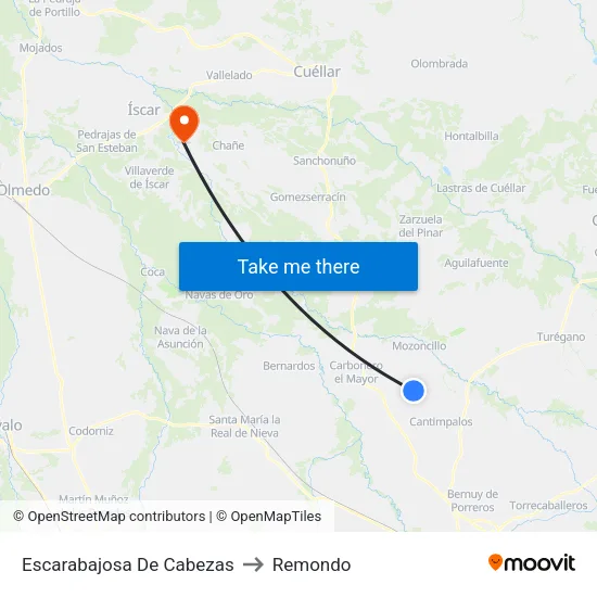 Escarabajosa De Cabezas to Remondo map