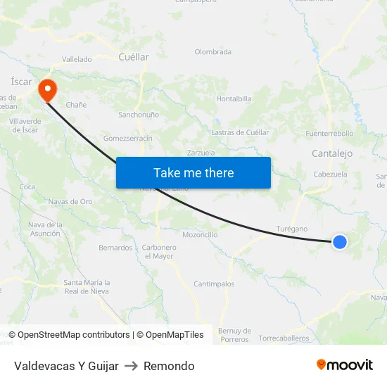 Valdevacas Y Guijar to Remondo map