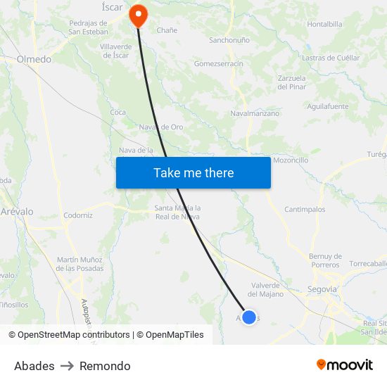 Abades to Remondo map