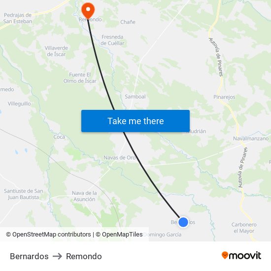 Bernardos to Remondo map