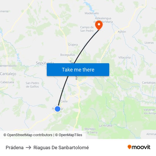 Prádena to Riaguas De Sanbartolomé map