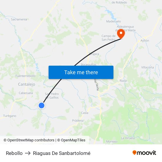 Rebollo to Riaguas De Sanbartolomé map