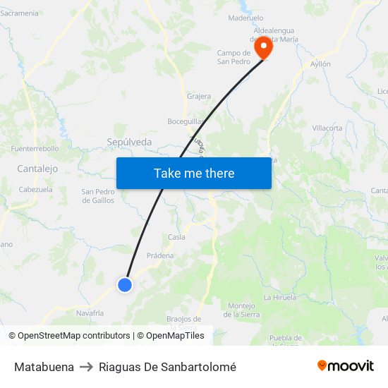 Matabuena to Riaguas De Sanbartolomé map