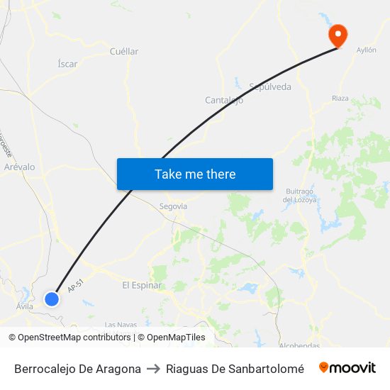 Berrocalejo De Aragona to Riaguas De Sanbartolomé map