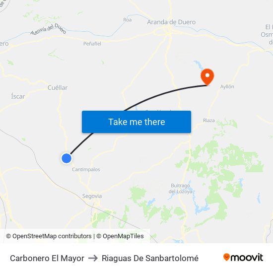 Carbonero El Mayor to Riaguas De Sanbartolomé map