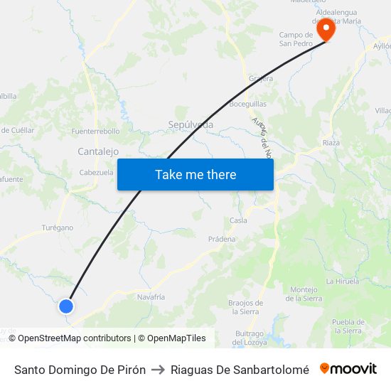 Santo Domingo De Pirón to Riaguas De Sanbartolomé map