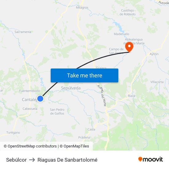 Sebúlcor to Riaguas De Sanbartolomé map