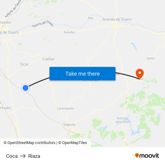 Coca to Riaza map