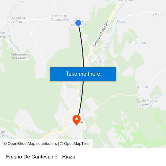 Fresno De Cantespino to Riaza map