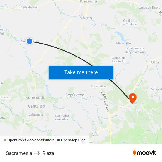Sacramenia to Riaza map