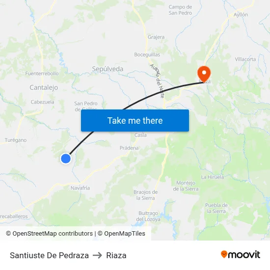 Santiuste De Pedraza to Riaza map