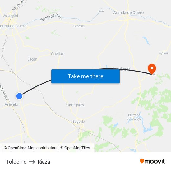 Tolocirio to Riaza map