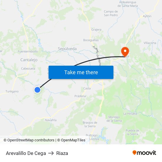 Arevalillo De Cega to Riaza map