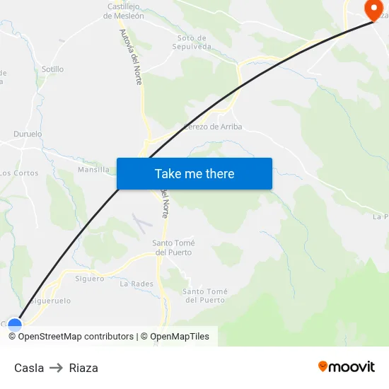 Casla to Riaza map