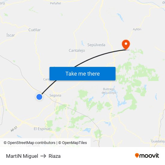 Martí­N Miguel to Riaza map