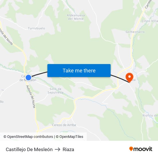 Castillejo De Mesleón to Riaza map
