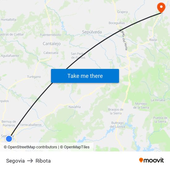 Segovia to Ribota map