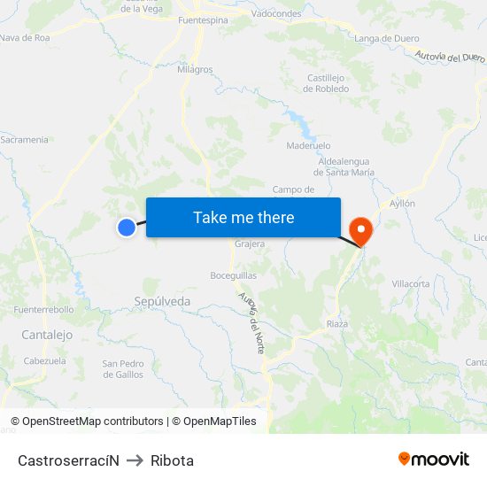 Castroserrací­N to Ribota map