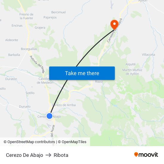 Cerezo De Abajo to Ribota map