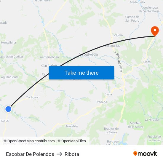 Escobar De Polendos to Ribota map
