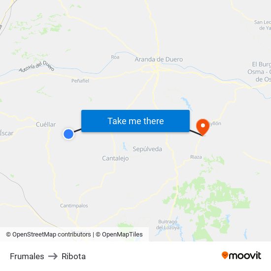 Frumales to Ribota map