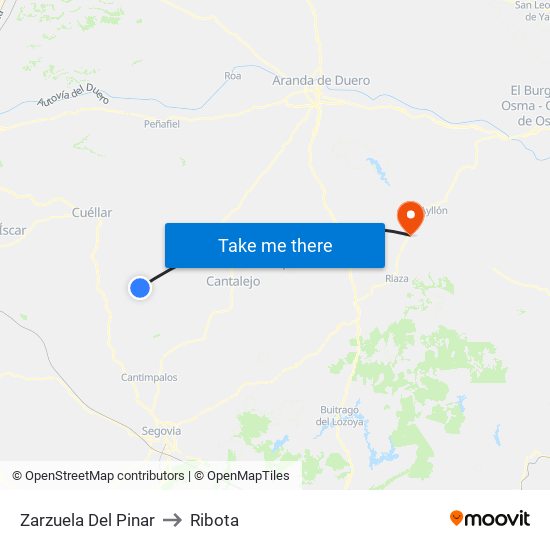Zarzuela Del Pinar to Ribota map