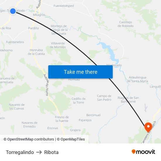 Torregalindo to Ribota map