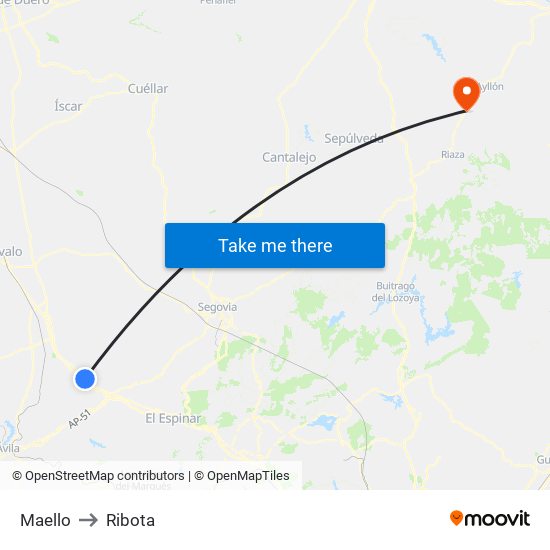 Maello to Ribota map